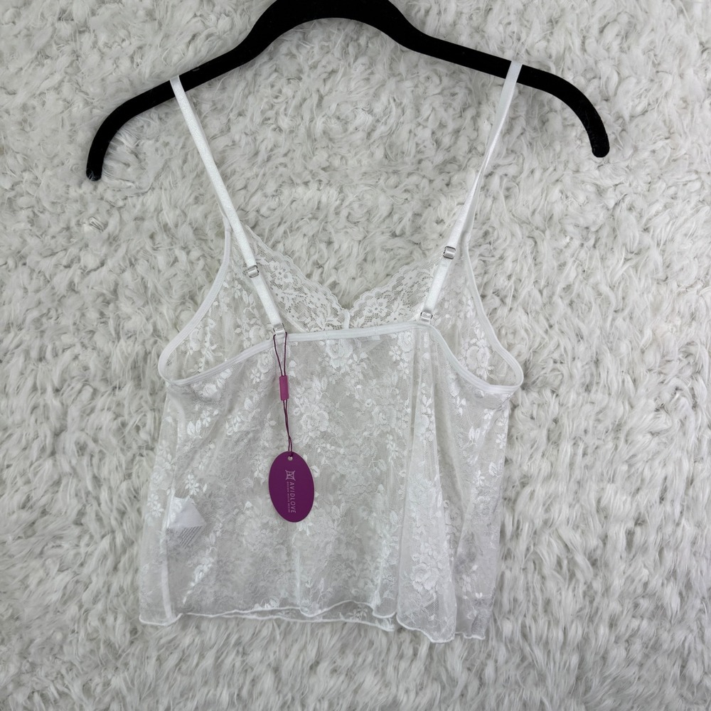 Avidlove Lingerie Set S White Floral Lace‎ Camisole Shorts Coquette Bridal Sheer - Picture 3 of 8